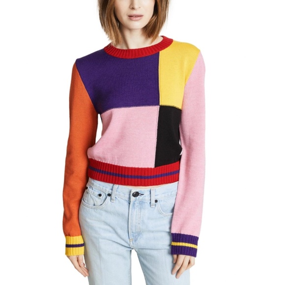 MSGM Sweaters - MSGM Color Block Patchwork Wool-Blend Sweater (Multicolored)